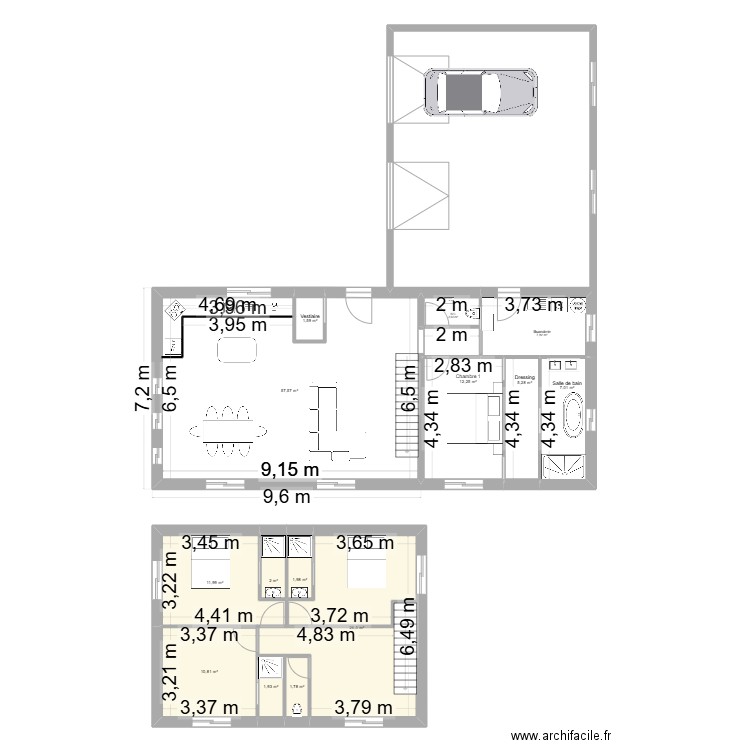 clem alex 3. Plan de 15 pièces et 153 m2