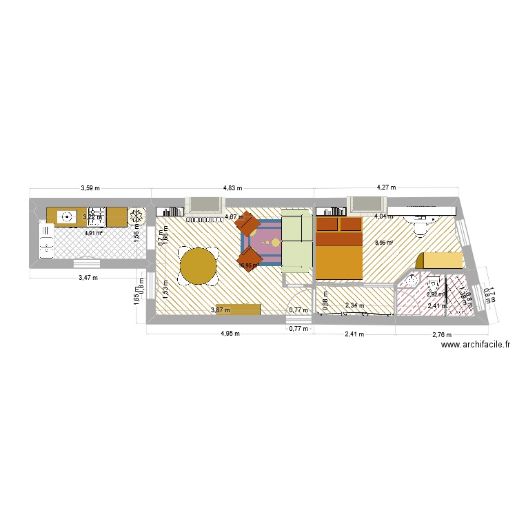 appart bagnolet ok. Plan de 4 pièces et 34 m2