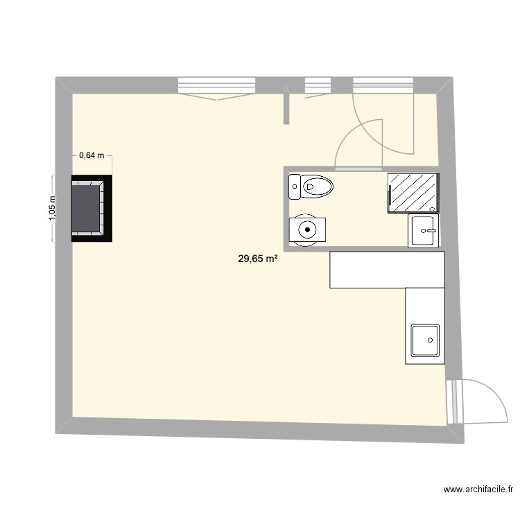 Cresson option 2. Plan de 1 pièce et 30 m2