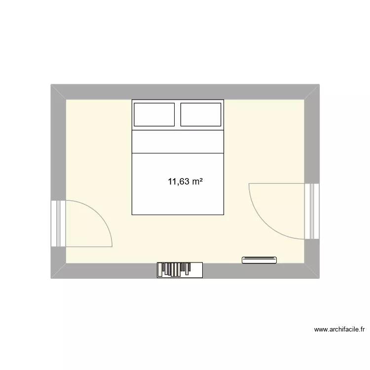 chambre 2. Plan de 1 pièce et 12 m²