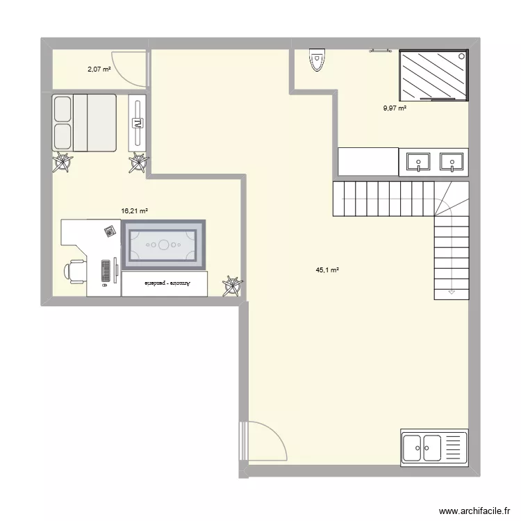 maison nil. Plan de 4 Pièces et 73 m²