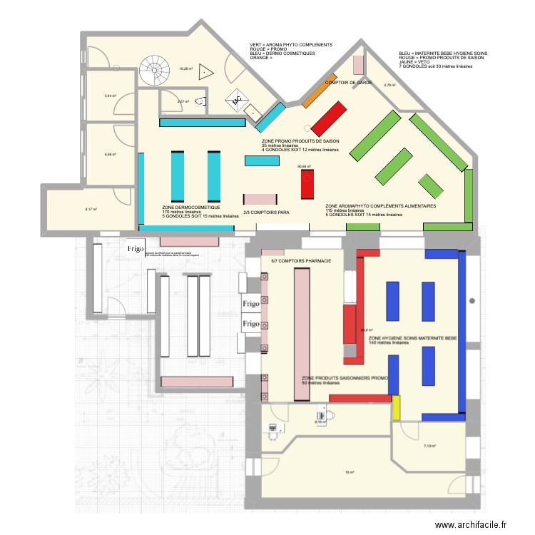 Plan pharmacie Entière 1. Plan de 7 pièces et 136 m2