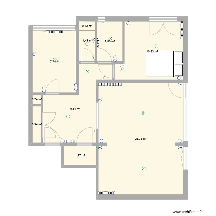 plan patton collocation. Plan de 10 pièces et 62 m2
