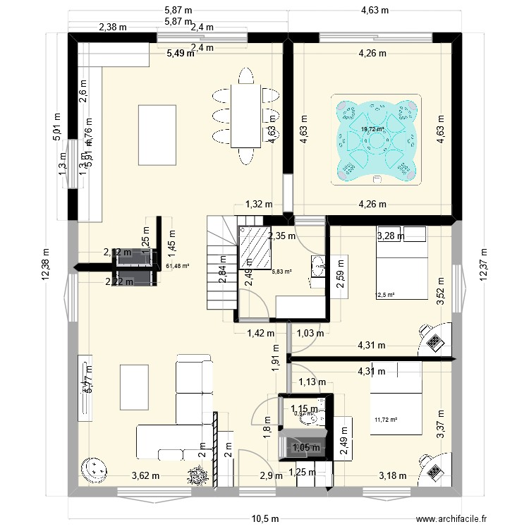 Version 2.1. Plan de 7 pièces et 113 m2