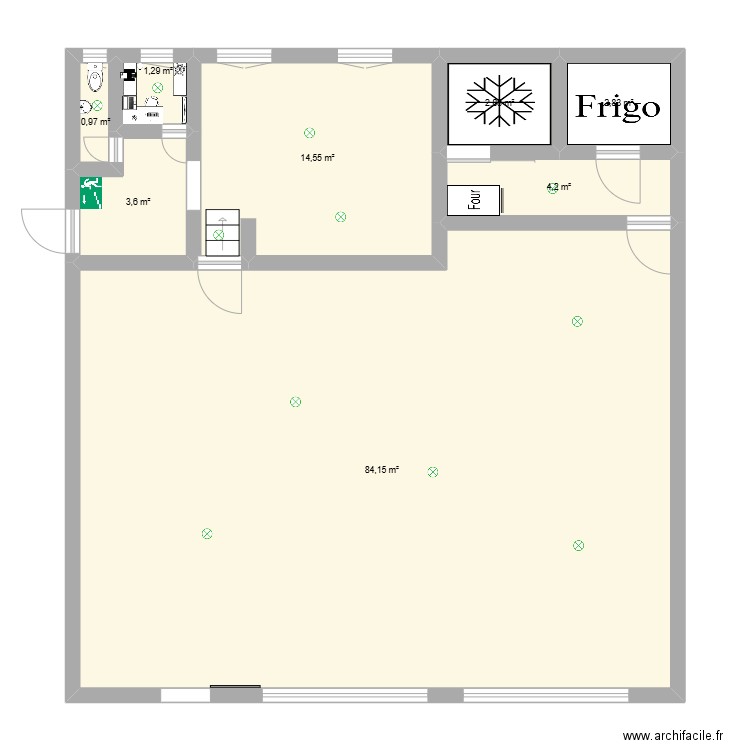 plan magasin. Plan de 8 pièces et 114 m2