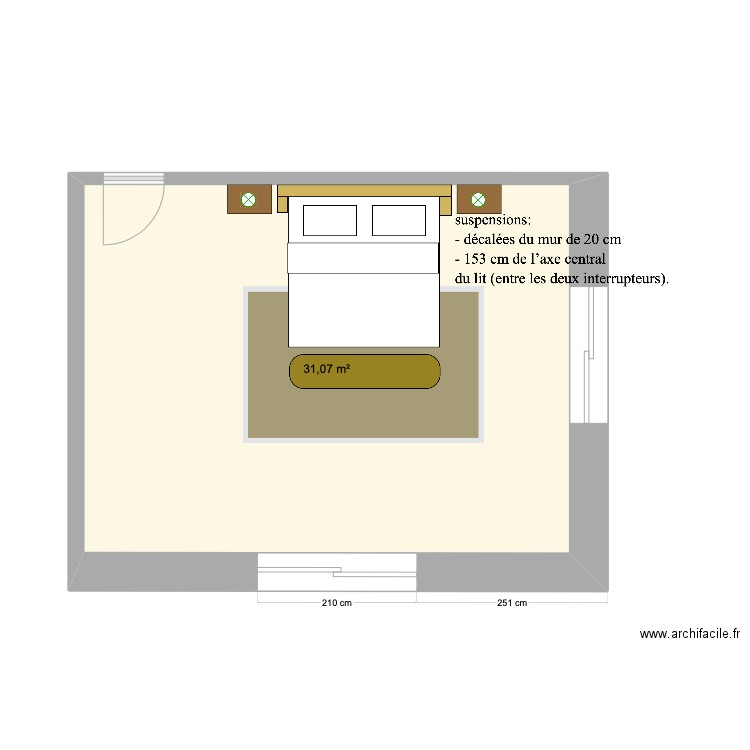 Chambre Master 8. Plan de 1 pièce et 31 m2