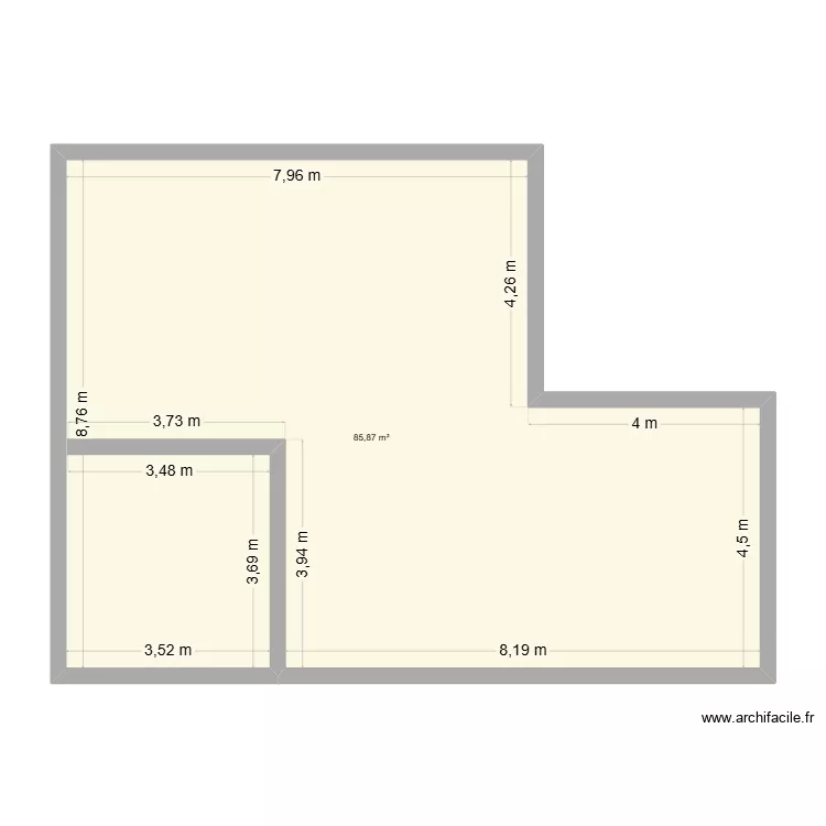 Menil. Plan de 1  et 86 m²