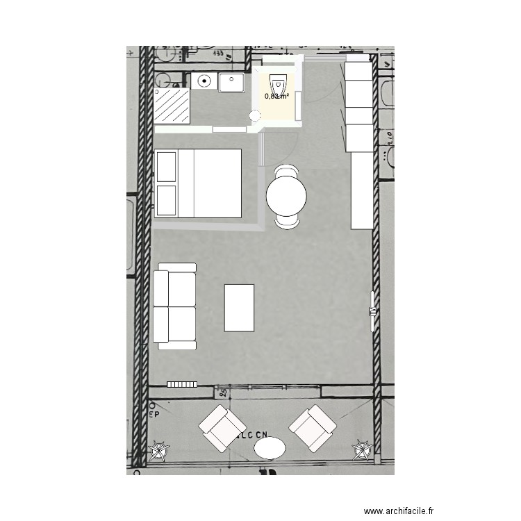 EG 8. Plan de 1 pièce et 1 m2
