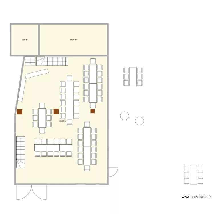 Salle L'Etab 2026. Plan de 3 Pièces et 130 m² Salle L'Etab 2026. Plan de 3 Pièces et 130 m²