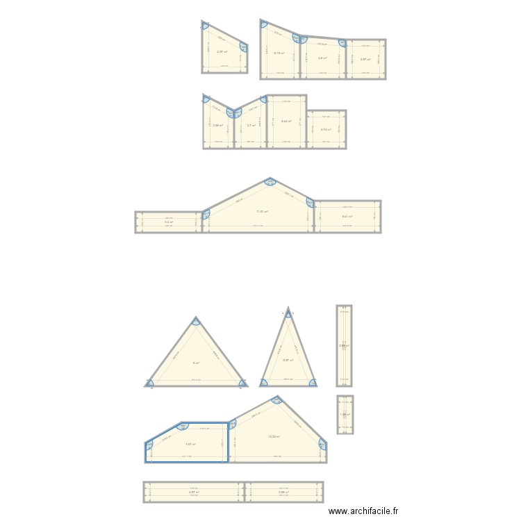 CHIROL CROIX ROUGE ETAGE. Plan de 19 pièces et 103 m2