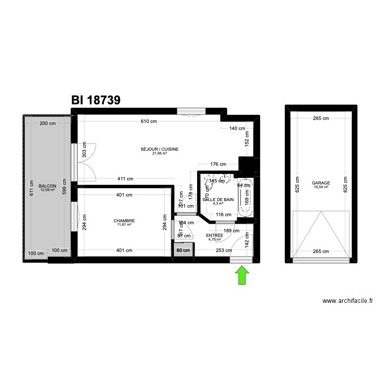BI 18739. Plan de 10 pièces et 72 m2