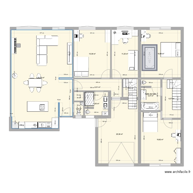 28 villa de l'aigle  Bisous. Plan de 12 pièces et 159 m2
