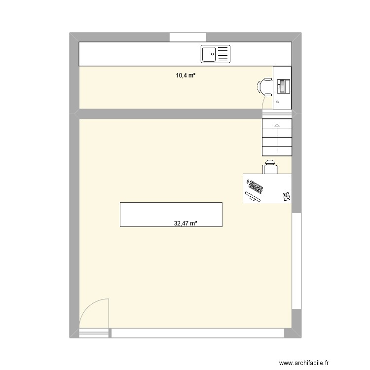 Plan. Plan de 2 pièces et 43 m2