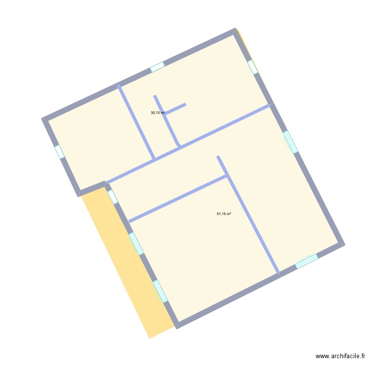de st. Plan de 2 pièces et 81 m2