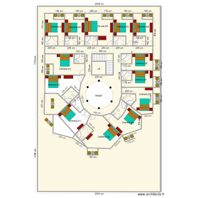 amenagement etage rumonge v2. Plan de 38 pièces et 533 m2