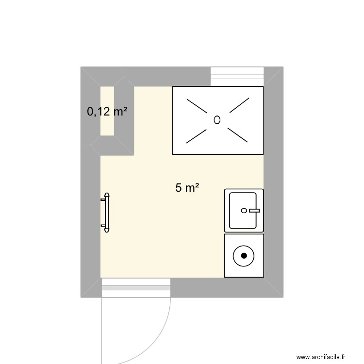 Sdb lodi. Plan de 2 pièces et 5 m2