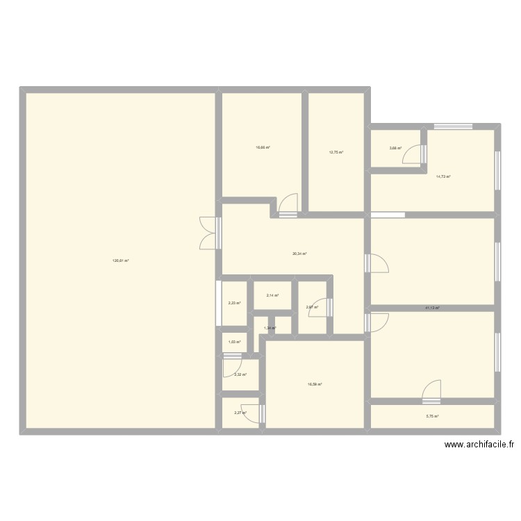 plan bloc A étage 1 Goma. Plan de 16 pièces et 267 m2