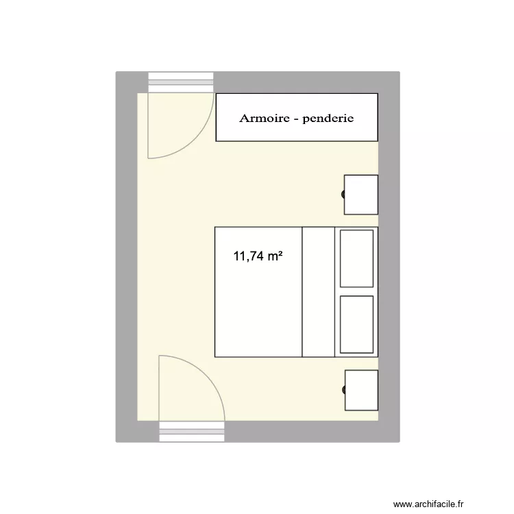 2è chambre. Plan de 1 et 12 m² 2è chambre. Plan de 1 et 12 m²