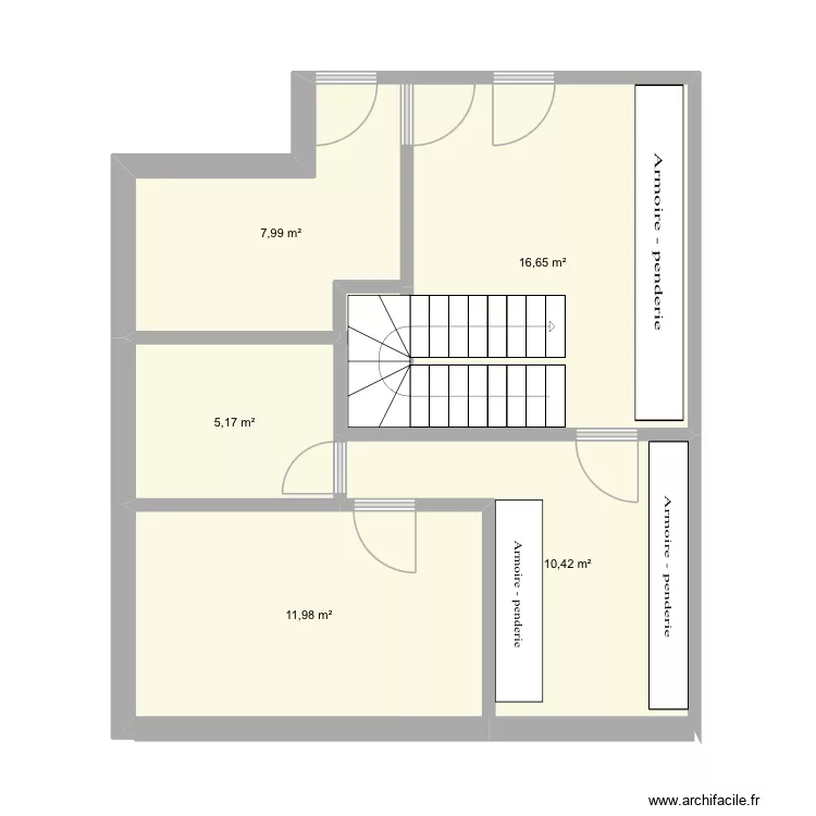 Etage. Plan de 5 Pièces et 52 m²