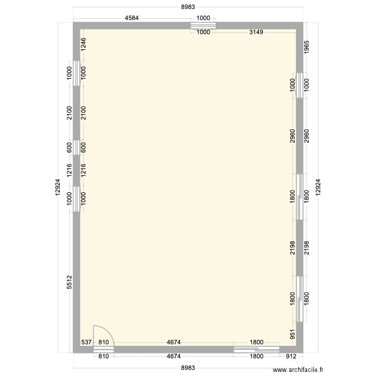 plan façades après. Plan de 1 pièce et 105 m2