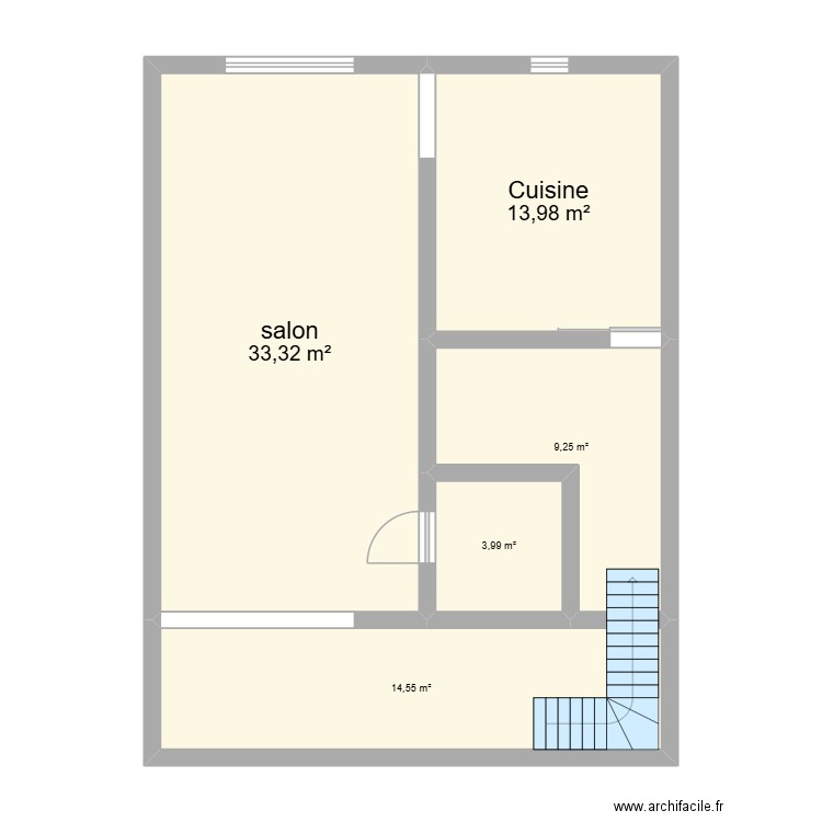 Terrain. Plan de 5 pièces et 75 m2