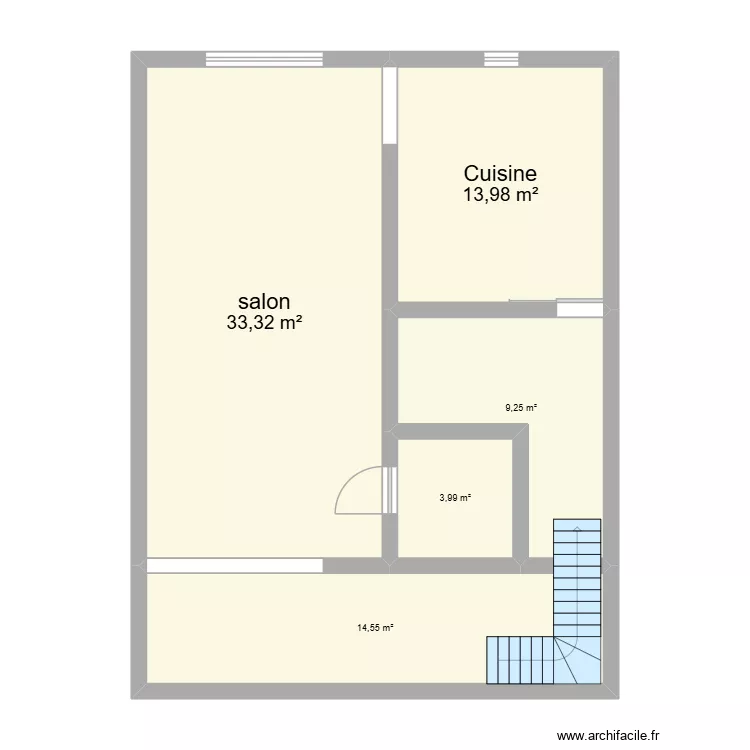 Terrain. Plan de 5  et 75 m²