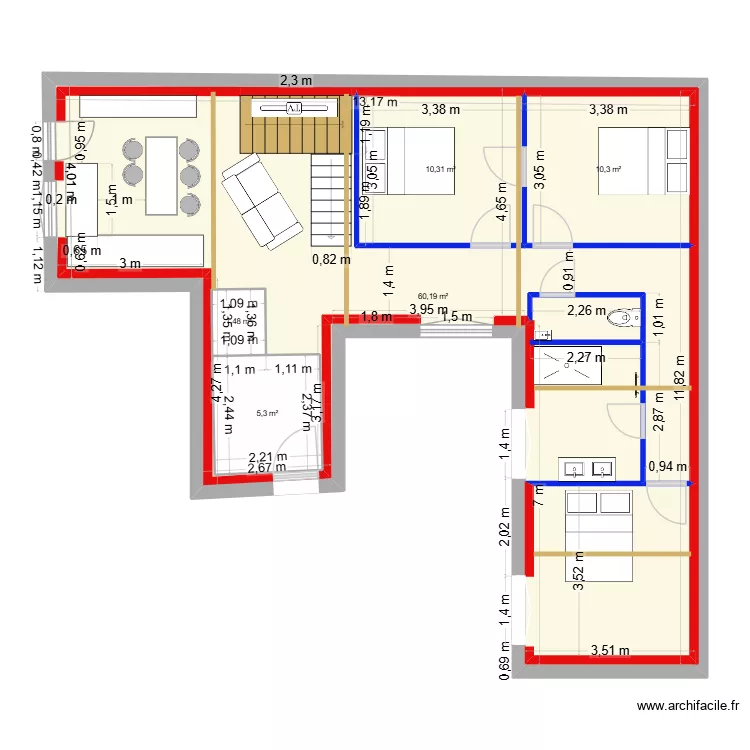 LOFT SCI CEPHEE V3. Plan de 5 pièces et 122 m²