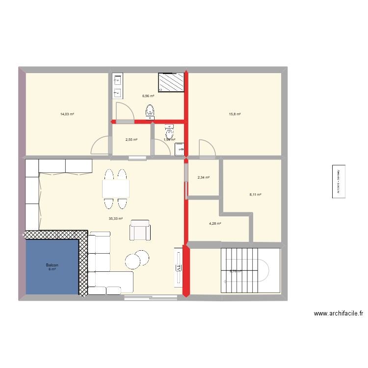 Definitiv. Plan de 19 pièces et 213 m2