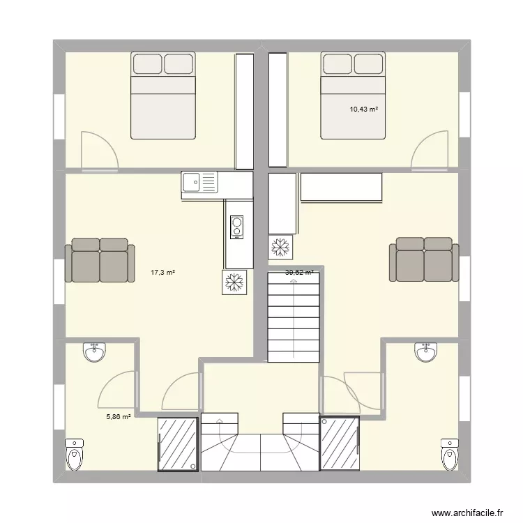 2 et 3 eme appartements - 1er &eacute;tage - Epinal. Plan de 4 Pièces et 73 m²