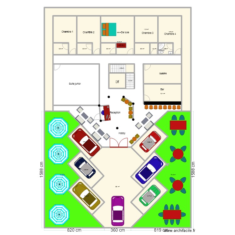 amenagement rdc2. Plan de 27 pièces et 433 m2
