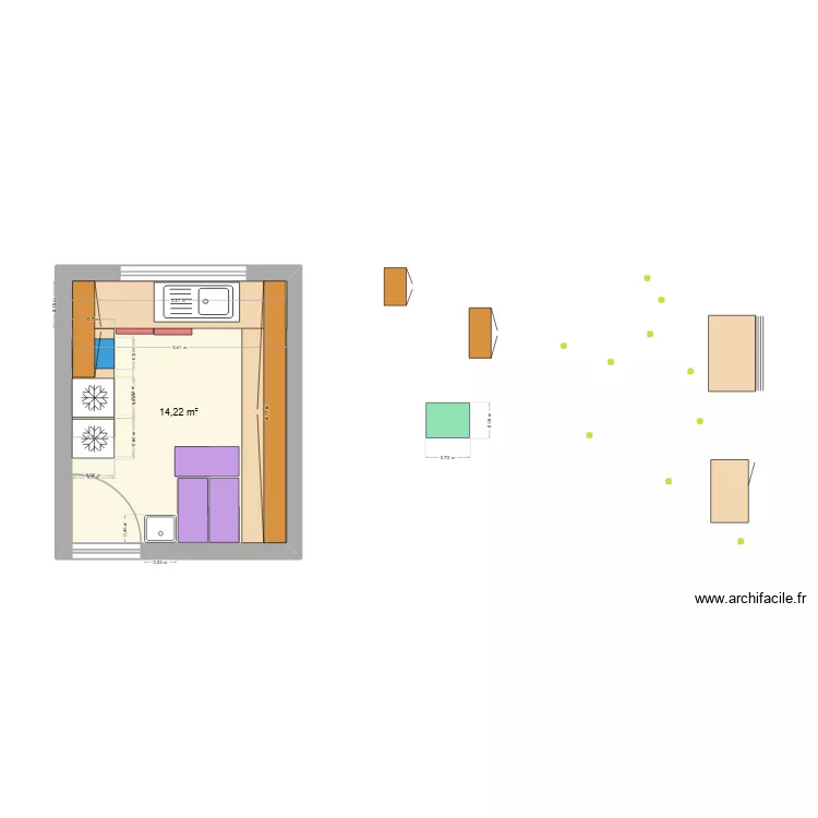 TISANERIE R+2 bis. Plan de 1 et 14 m² TISANERIE R+2 bis. Plan de 1 et 14 m²