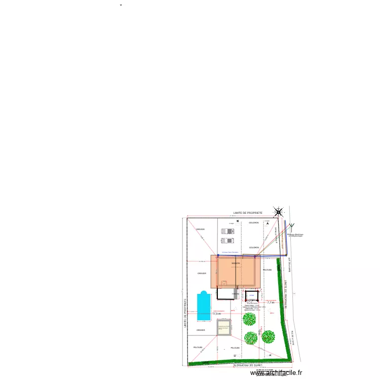 plan de masse apr&egrave;s travaux abri jardin. Plan de 