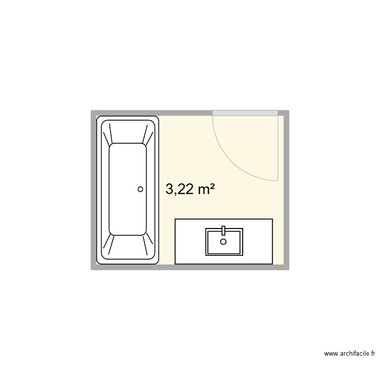 SDB Sarah Tair dom. Plan de 1 pièce et 3 m2