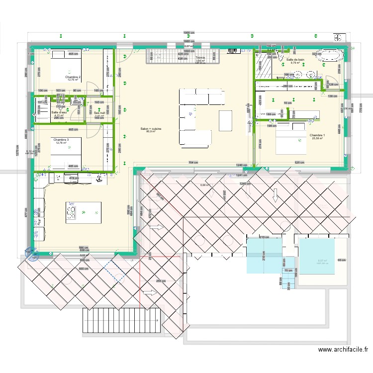 Plan pente terrasse car 60-120. Plan de 26 pièces et 374 m2