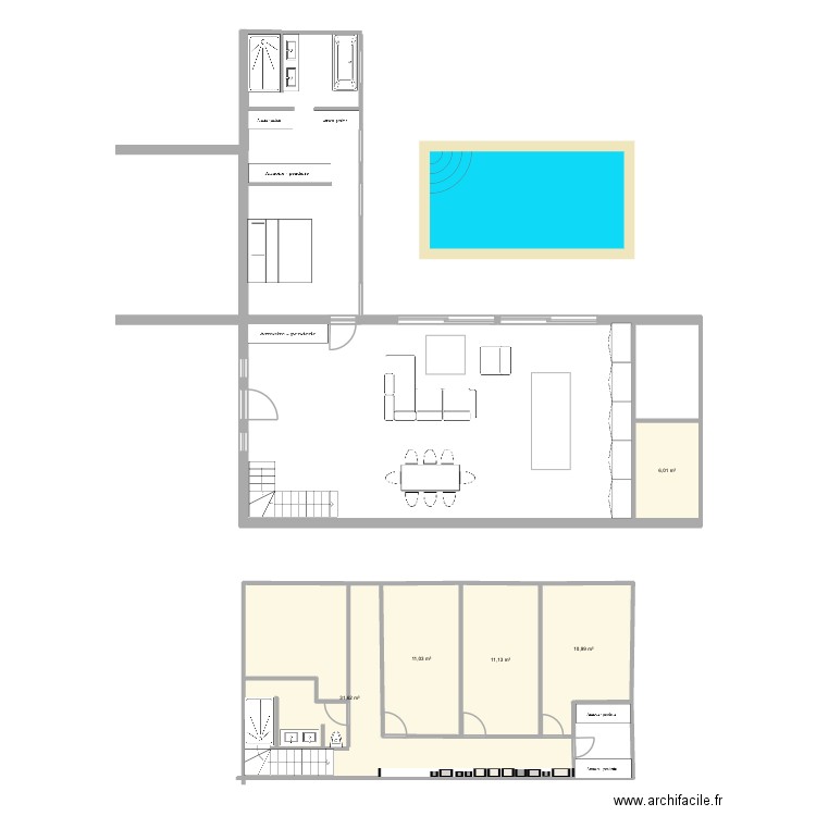Projet Chapitre. Plan de 5 pièces et 71 m2