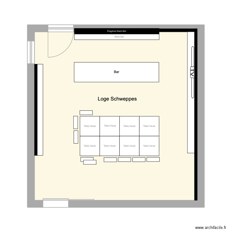 Loge Schweppes Roland garros V1. Plan de 1 pièce et 34 m2