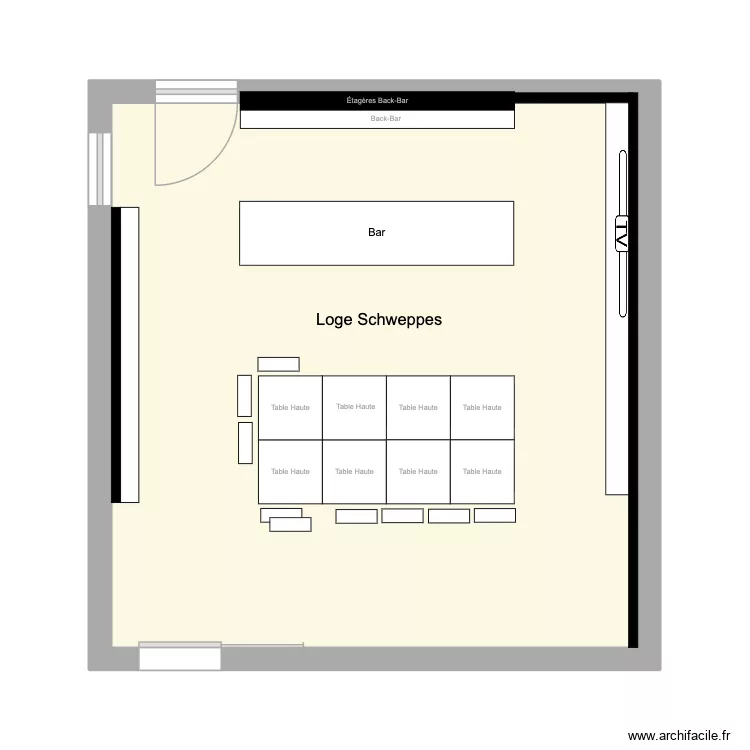 Loge Schweppes Roland garros V1. Plan de 1  et 34 m²