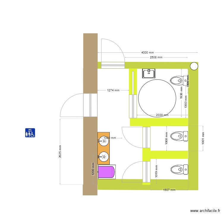 Plan toilette Public 3. Plan de 0 pièce et 0 m2