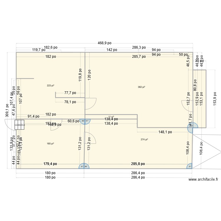 PlusMesure. Plan de 5 pièces et 96 m2
