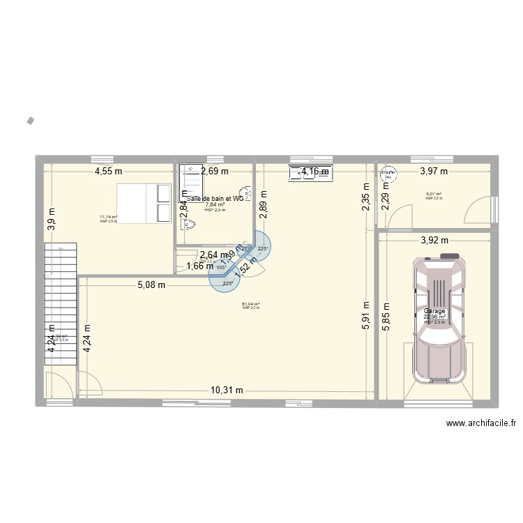 bressolle. Plan de 7 pièces et 126 m2
