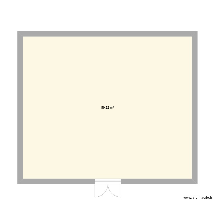mer. Plan de 1 pièce et 59 m2