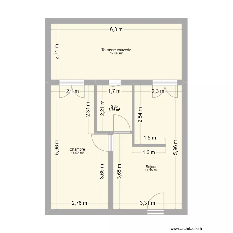 App n&deg;30 phase 2. Plan de 4 pièces et 53 m²