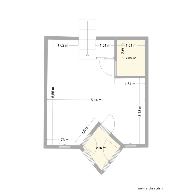 BEZONS. Plan de 2 pièces et 5 m2
