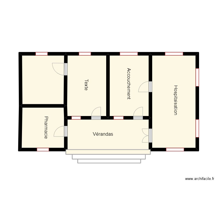 Vue en plan Marternité CS DESSA. Plan de 9 pièces et 41 m2