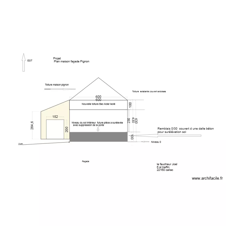 Fa&ccedil;ade Nord Ouest 1234578999991. Plan de 