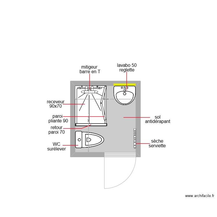 mazouzi. Plan de 1 pièce et 2 m2