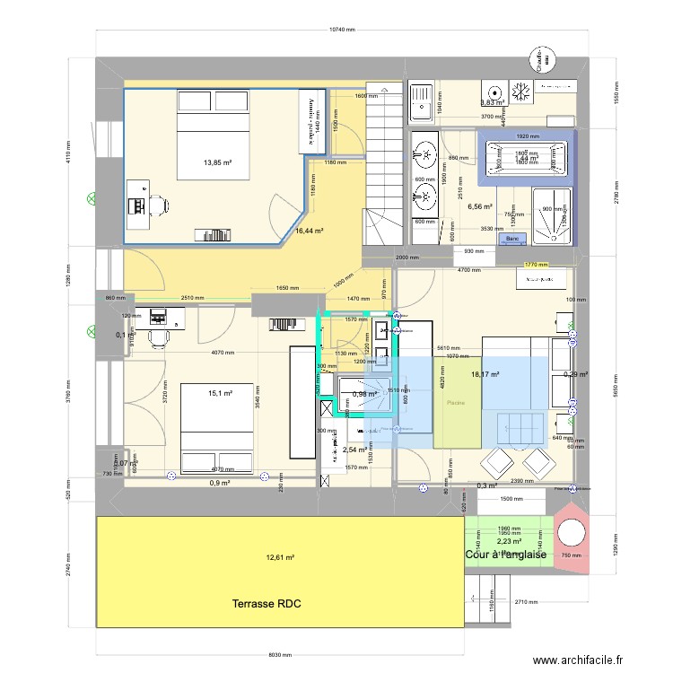 Appart Gavelière RDJ Fev 24. Plan de 20 pièces et 207 m2