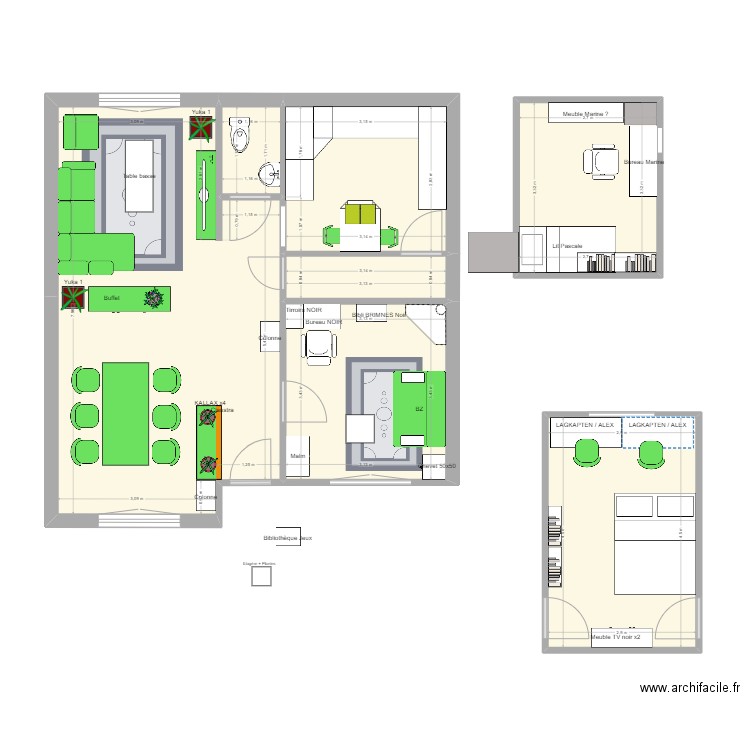 Maison Verneuil. Plan de 7 pièces et 78 m2