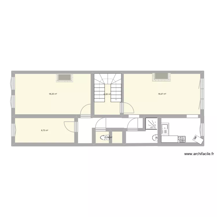 gaucheret 2. Plan de 5  et 53 m²