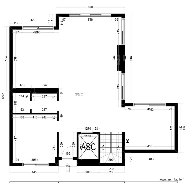 pl R1. Plan de 2 pièces et 144 m2